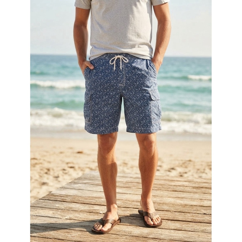 Vintage Polo By Ralph Lauren Swim Trunks Mens Size 38 Floral Blue Preppy Resort